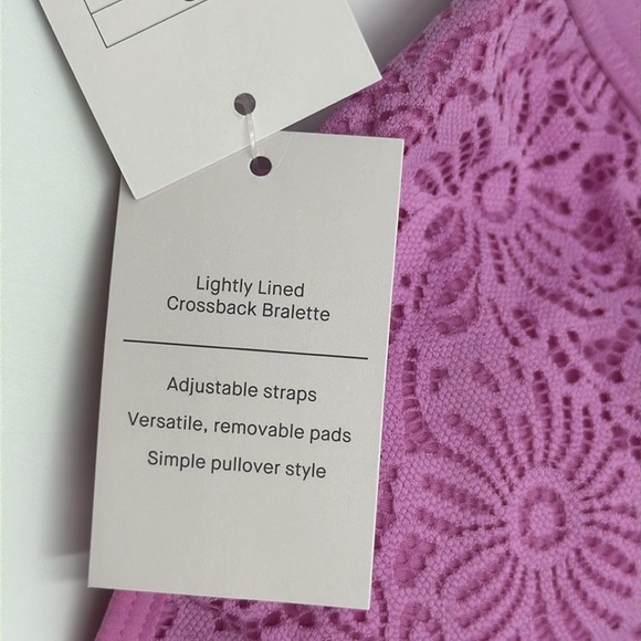NWT Auden Mauve Lace Bralette Size S Lightly Lined Crossback - Picture 5 of 7